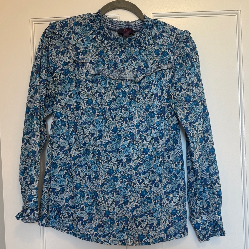 JCrew XS Liberty Blue Floral Long Sleeve Shirt